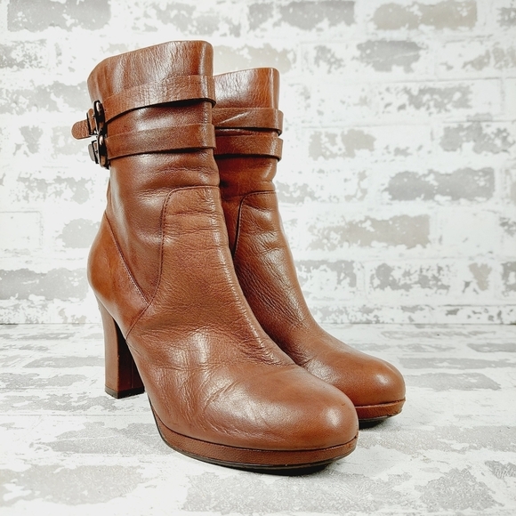 Bandolino Chestnut Leather Ankle Booties - Picture 4 of 15